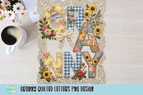 Charming Crafts with Granny Quilted Letters PNG Design