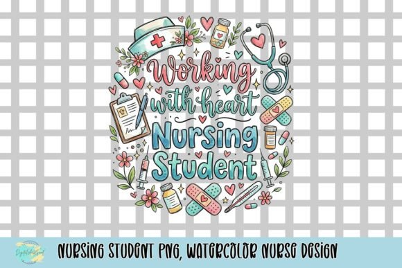 Crafting with Heart: Watercolor Nursing Student PNG
