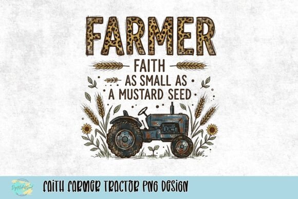 Faith Farmer Tractor PNG: Rustic Design for Creative Projects