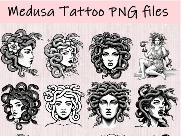 Medusa Tattoo Design Bundle: Gothic Art for Bold Projects