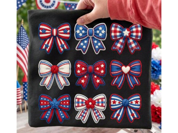 Patriotic Bow Grid Yarn T-Shirt Design: A Craftsman's Digital Asset