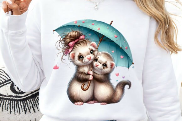 Whimsical Ferret Couple Design for Creative Merchandise